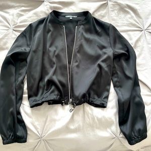 Dynamite cropped satin bomber jacket
